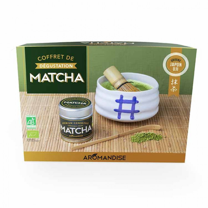 Aromandise Coffret thé Matcha + fouet + cuillère en bambou pas cher 