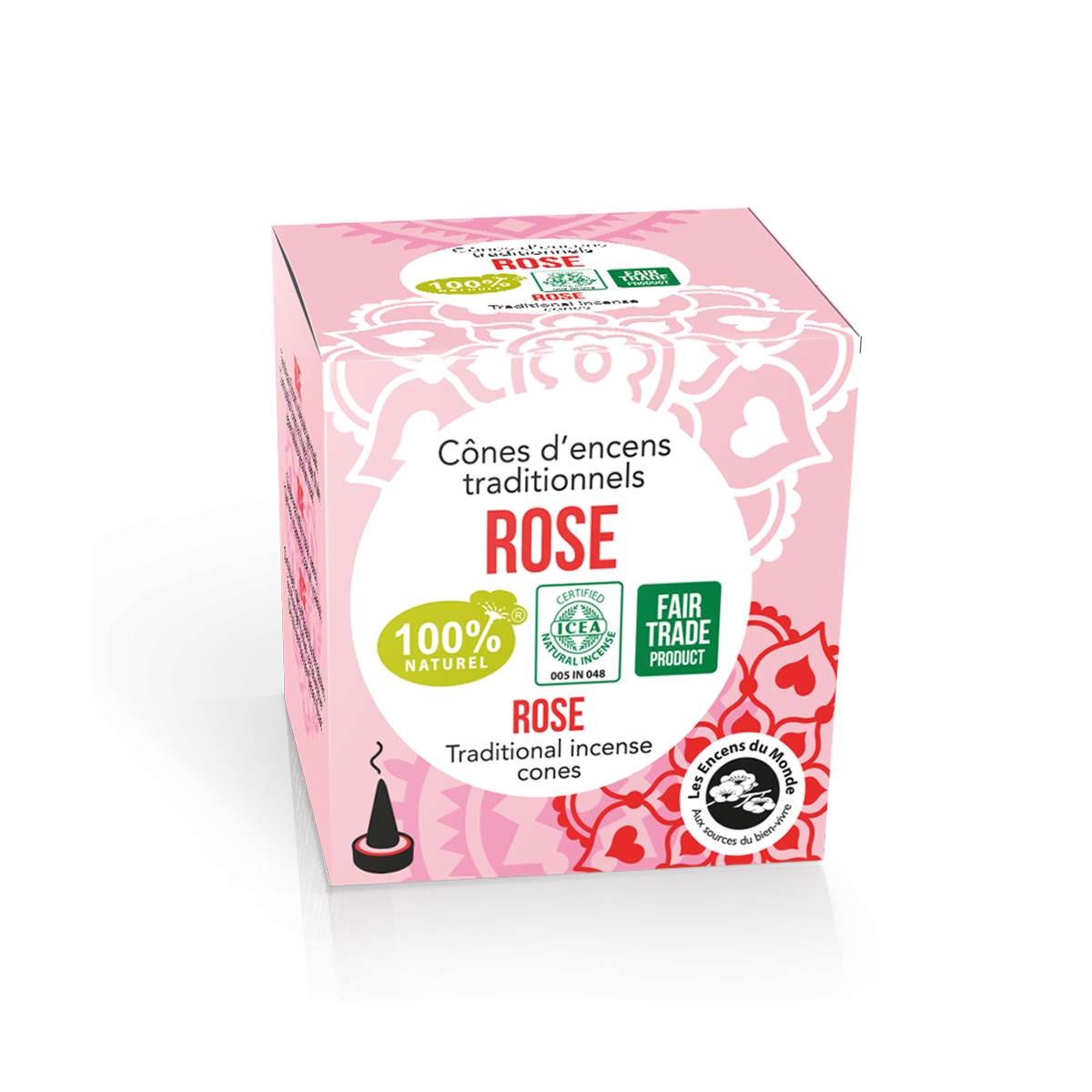 Rose - Cônes d'encens indiens - Les Encens du Monde - Aromandise - face