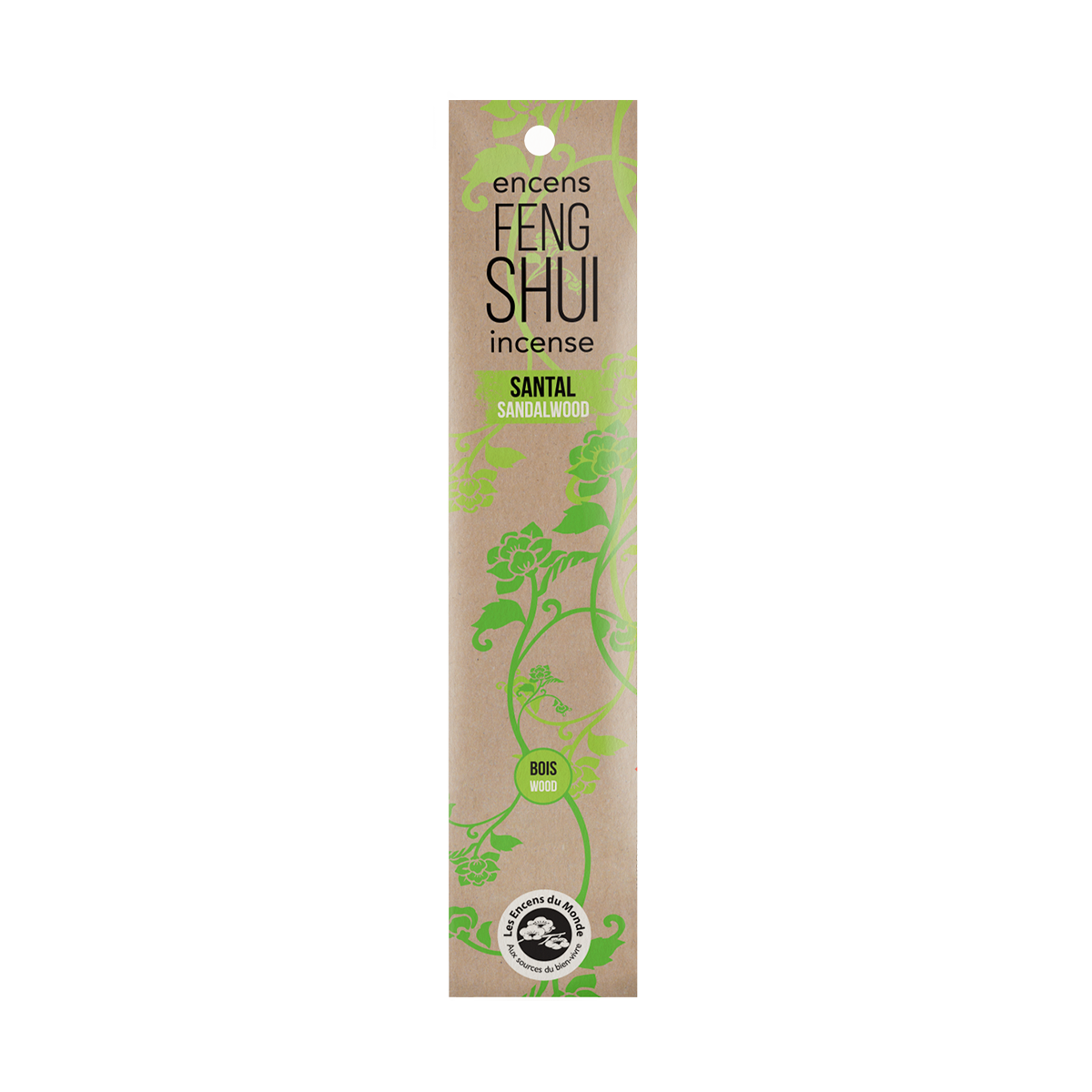 Encens Feng Shui élément bois - Santal - Les Encens du Monde - Aromandise - packaging av