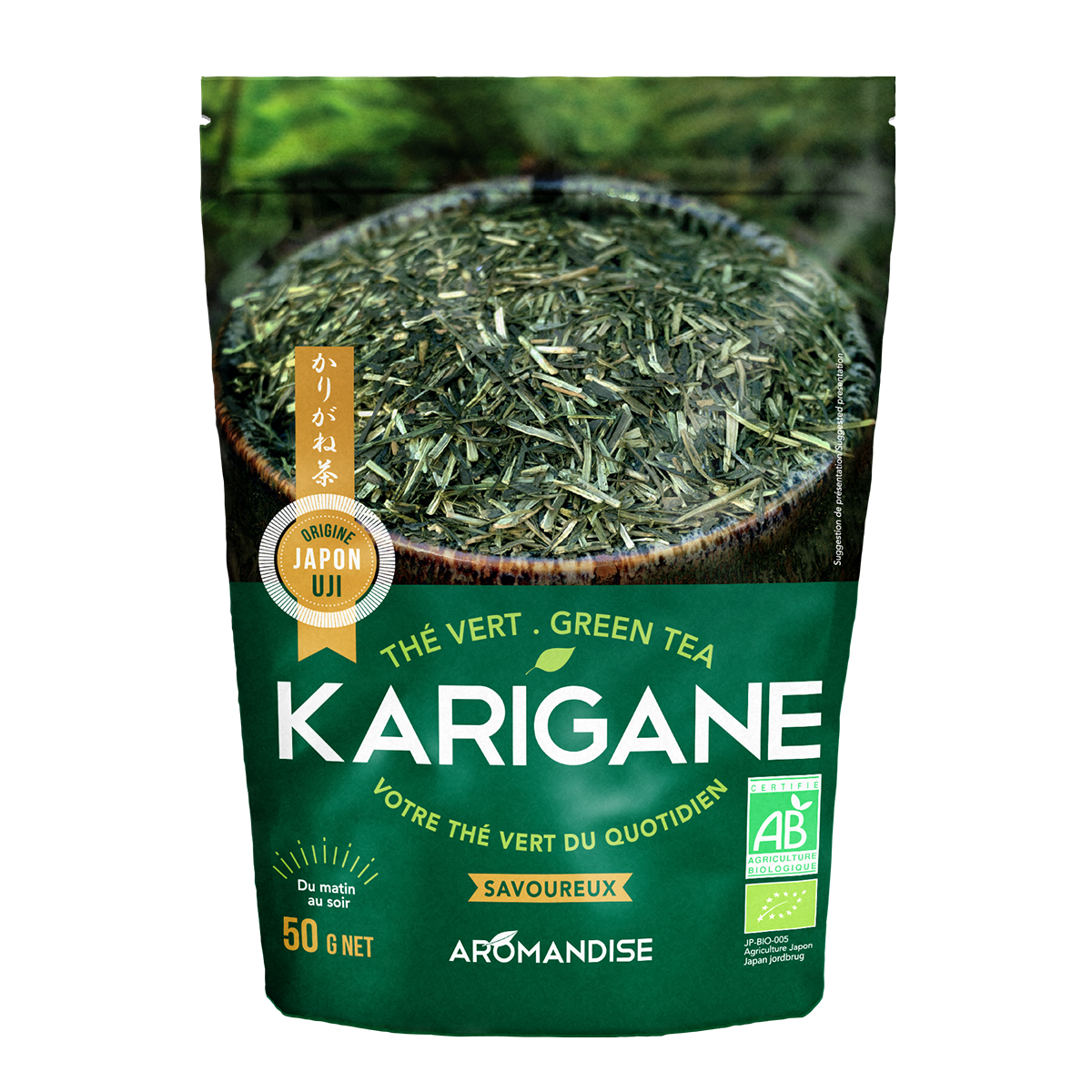 Thé vert Sencha Karigane - face - AROMANDISE